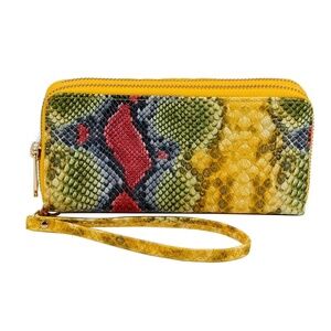 (NWT) Fashion Double Zip Serpentine Decor Wallet